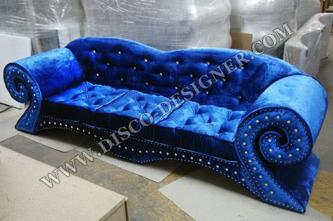Baroque Disco Sofa - Velvet Blue - Стандартен тип дунапрен