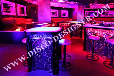 Disco-Tisch mit verspiegelten Ornamenten - LED, mit Kabelsystem           
