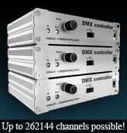 "SOUND TO LIGHT" DMX512 Контролер  с "DJ LIGHT STUDIO" софтуер за управление на осветлението, за Windows.