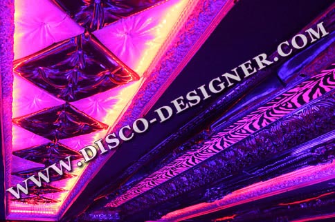 LED-Deckenpanel (RGB DMX) mit Dekorationen nach Wunsch, verspiegelte Oberfläche, Größe nach Maß