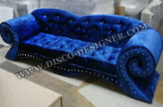 Disco Sofa Baroque  - Velours Bleu