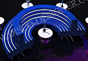 Podwójna Nowoczesna LED Sofa Disco - Aksamitny Niebieski - Zaokrąglona