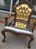 Baroque armchair-Silver-Gold leather